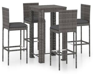 Amy Small Poly Rattan Bar Table With 4 Audriana Chairs In Grey