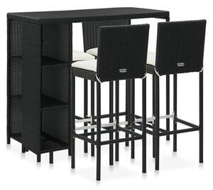 Selah Rattan Bar Table With 4 Audriana Chairs In Black