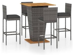 Selah Large Wooden Top Bar Table With 4 Audriana Chairs In Grey