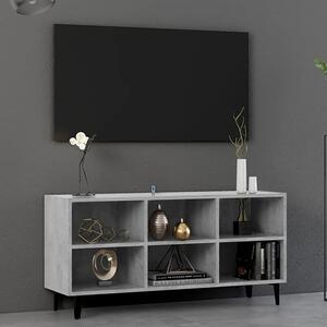 Usra Wooden TV Stand In Concrete Effect With Black Metal Legs