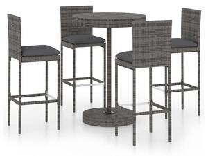Anya Large Poly Rattan Bar Table With 4 Audriana Chairs In Grey