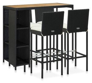 Selah Rattan Bar Table With 4 Audriana Chairs In Oak And Black