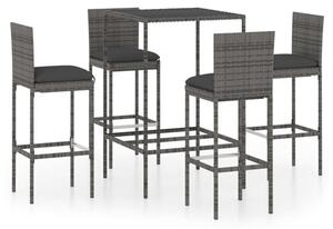 Selah Small Glass Top Bar Table With 4 Audriana Chairs In Grey