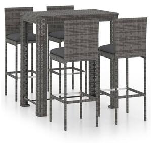 Amy Large Poly Rattan Bar Table With 4 Audriana Chairs In Grey