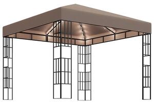 Piav Small Fabric Gazebo In Taupe With LED String Lights