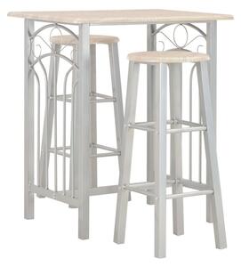 Adelia Wooden Bar Table With 2 Bar Stools In Oak And Grey