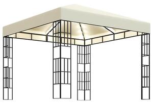Piav Small Fabric Gazebo In Cream With LED String Lights