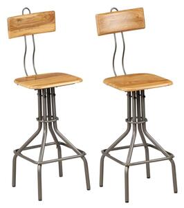 Alizae Natural Wooden Bar Chairs With Steel Frame In A Pair