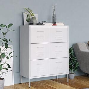 Emrik Steel Storage Cabinet With 6 Drawers In White