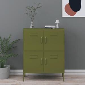 Emrik Steel Storage Cabinet With 4 Doors In Olive Green