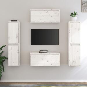 Akos Wall Hung Solid Pinewood Entertainment Unit In White