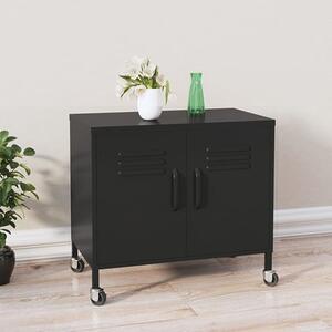 Emrik Steel Storage Cabinet With Castors In Black