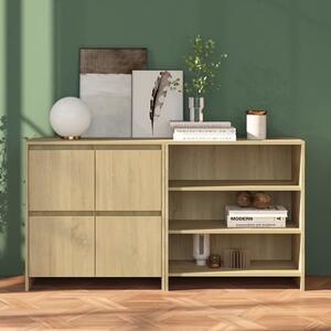 Gilon Wooden Sideboard With 4 Doors 2 Shelves In Sonoma Oak