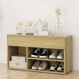 Seim Wooden Shoe Storage Bench With 2 Shelves In Sonoma Oak