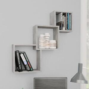 Javana Wooden Cube Wall Shelf In Concrete Effect