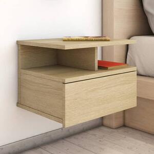 Gorlois Wooden Floating Bedside Cabinet In Sonoma Oak