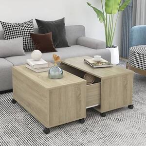 Katashi Wooden Coffee Table With Castors In Sonoma Oak