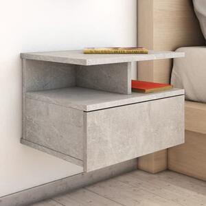 Gorlois Wooden Floating Bedside Cabinet In Concrete Effect