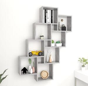 Alexey Wooden Cube Design Wall Shelf In Concrete Effect