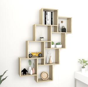 Alexey Wooden Cube Design Wall Shelf In Sonoma Oak