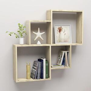 Bazyli Wooden Cube Wall Shelf In Sonoma Oak
