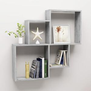 Bazyli Wooden Cube Wall Shelf In Concrete Effect