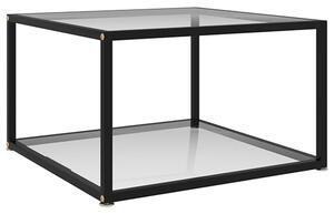 Dermot Square Clear Glass Coffee Table With Black Metal Frame