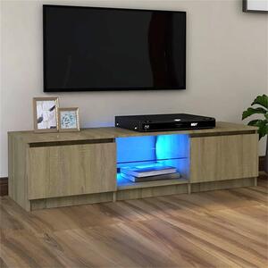 Flurin Wooden TV Stand In Sonoma Oak With LED Lights