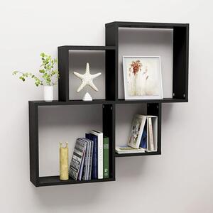Bazyli Wooden Cube Wall Shelf In Black