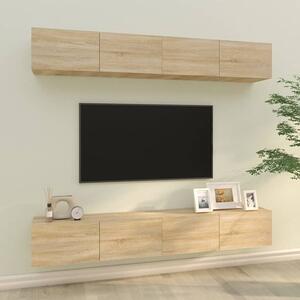 Raivo Wall Hung Wooden Entertainment Unit In Sonoma Oak
