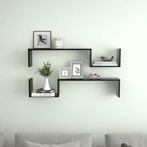 Arzon Set Of 2 Wooden Wall Shelf In Black