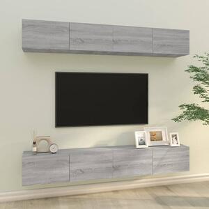 Raivo Wall Hung Wooden Entertainment Unit In Grey Sonoma Oak