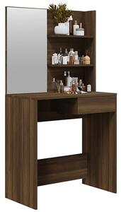 Basile Wooden Dressing Table With Mirror In Brown Oak