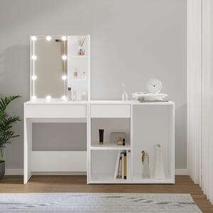 Varro Wooden Dressing Set In White With 1 Cabinet And LED