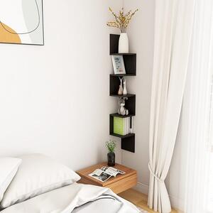 Odierne Corner Wooden Wall Shelf In Black
