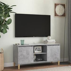 Gafna Wooden TV Stand In Concrete Effect With Solid Wood Legs