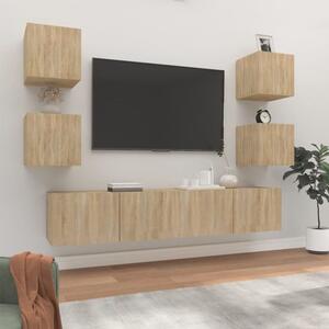 Alyson Wooden Living Room Furniture Set In Sonoma Oak