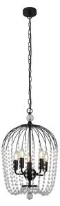 Shower 5 Lights Crystal Shower Ceiling Pendant Light In Black