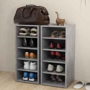 Antioch Set Of 2 Wooden Shoe Storage Rack In Concrete Effect