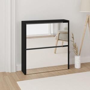 Ozark Mirrored Shoe Cabinet With 2 Flaps In Black
