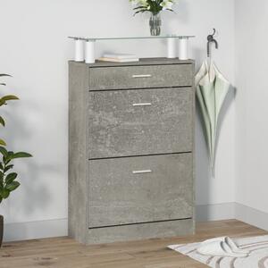 Juneau Glass Top Shoe Storage Cabinet In Concrete Grey