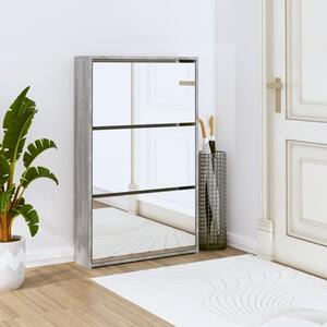 Ozark Mirrored Shoe Cabinet With 3 Flaps In Grey Sonoma Oak