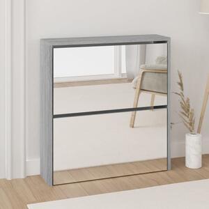 Ozark Mirrored Shoe Storage Cabinet With 2 Flip Doors In Grey Sonoma