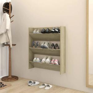 Walpi Wooden Wall Shoe Storage Rack In Sonoma Oak