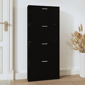 Axton Wooden Shoe Storage Cabinet With 4 Flaps In Black