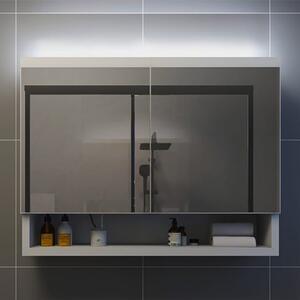 Cranbrook Bathroom Mirrored Cabinet In White With LED