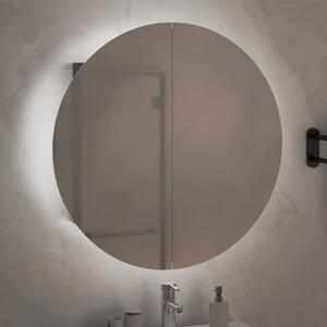 Trail Medium Bathroom Mirrored Cabinet In Grey With LED