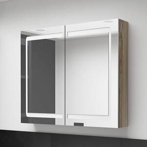 Arvada Bathroom Mirrored Cabinet In Oak With LED