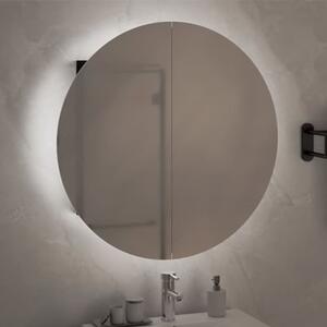 Trail Medium Bathroom Mirrored Cabinet In Black With LED