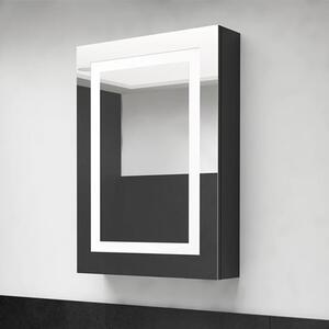 Aliso Bathroom Mirrored Cabinet In Shining Black With LED